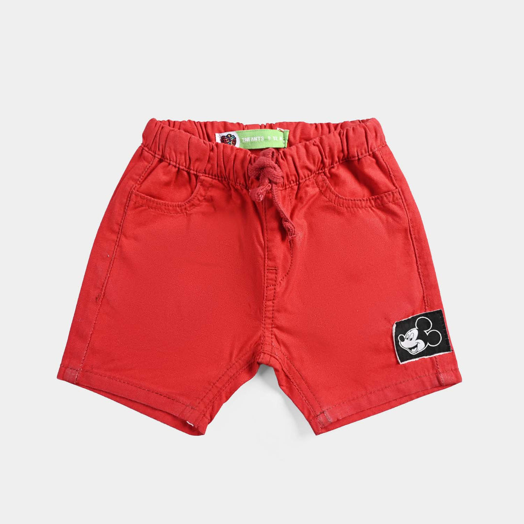 Infant Boys Cotton Twill Short-Red
