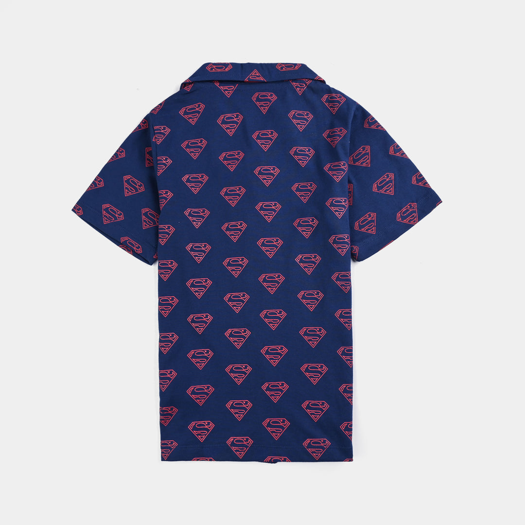 Boys Poly Cotton Jersey NightWear-Navy Blue