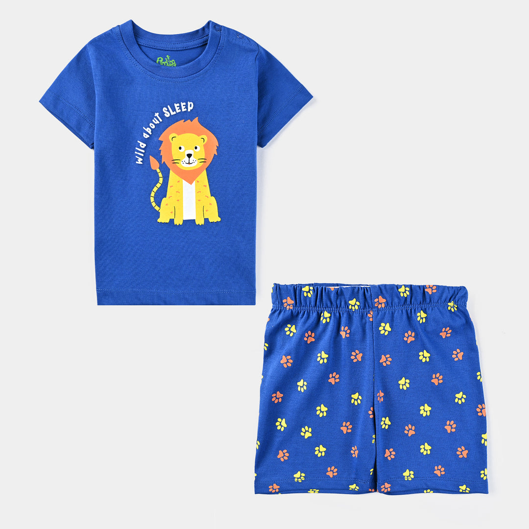 Infant Boys Poly Cotton Jersey Night Suit Wild About Sleep-C.Blue