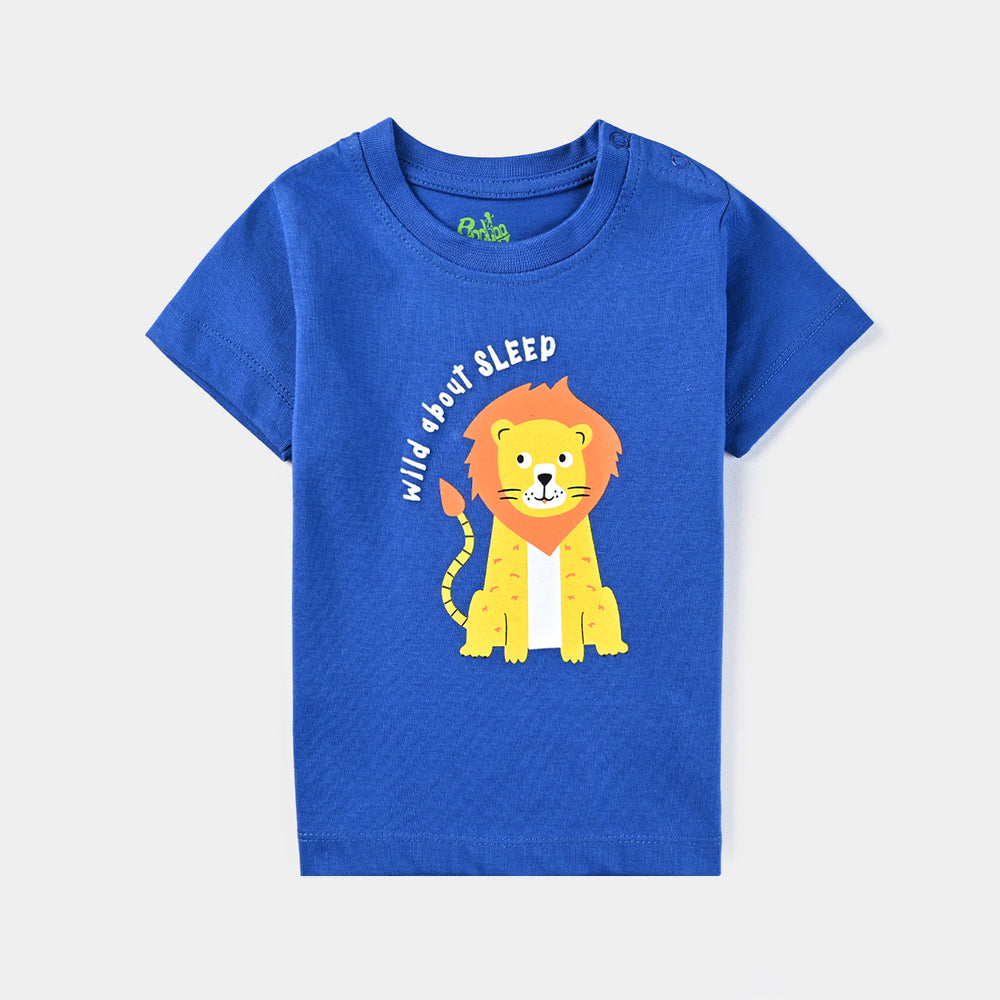 Infant Boys Poly Cotton Jersey Night Suit Wild About Sleep-C.Blue