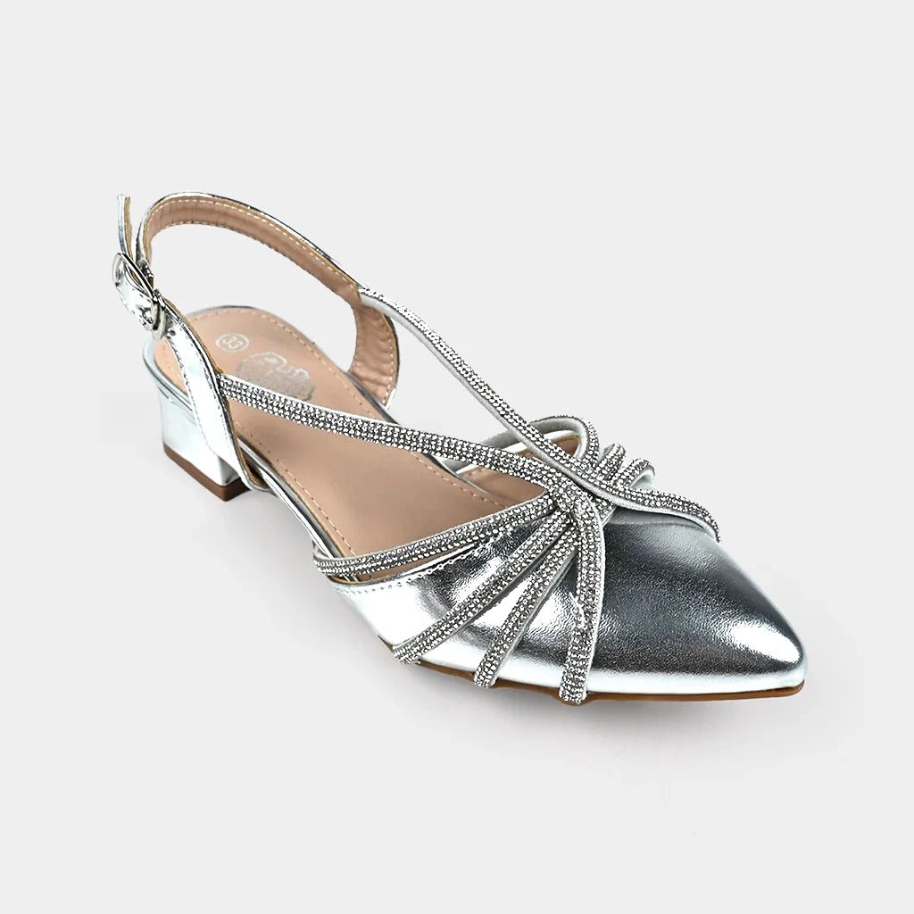 Girls Pumps Heels 104-10-SILVER