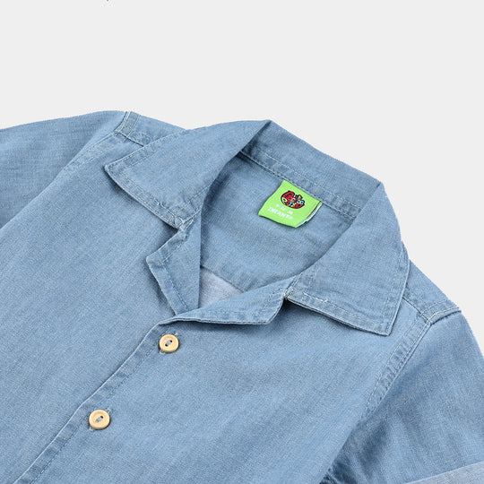 Infant Boys Denim Rigid Shirt (Basic)-Ice Blue