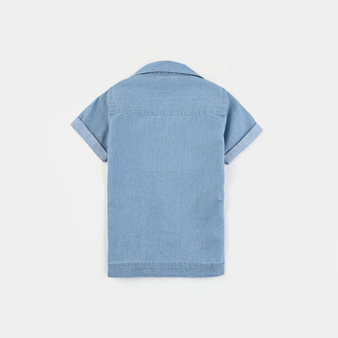 Infant Boys Denim Rigid Shirt (Basic)-Ice Blue