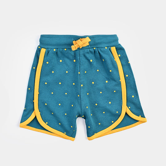 Infant Girls Cotton Terry Shorts - Blue/Yellow