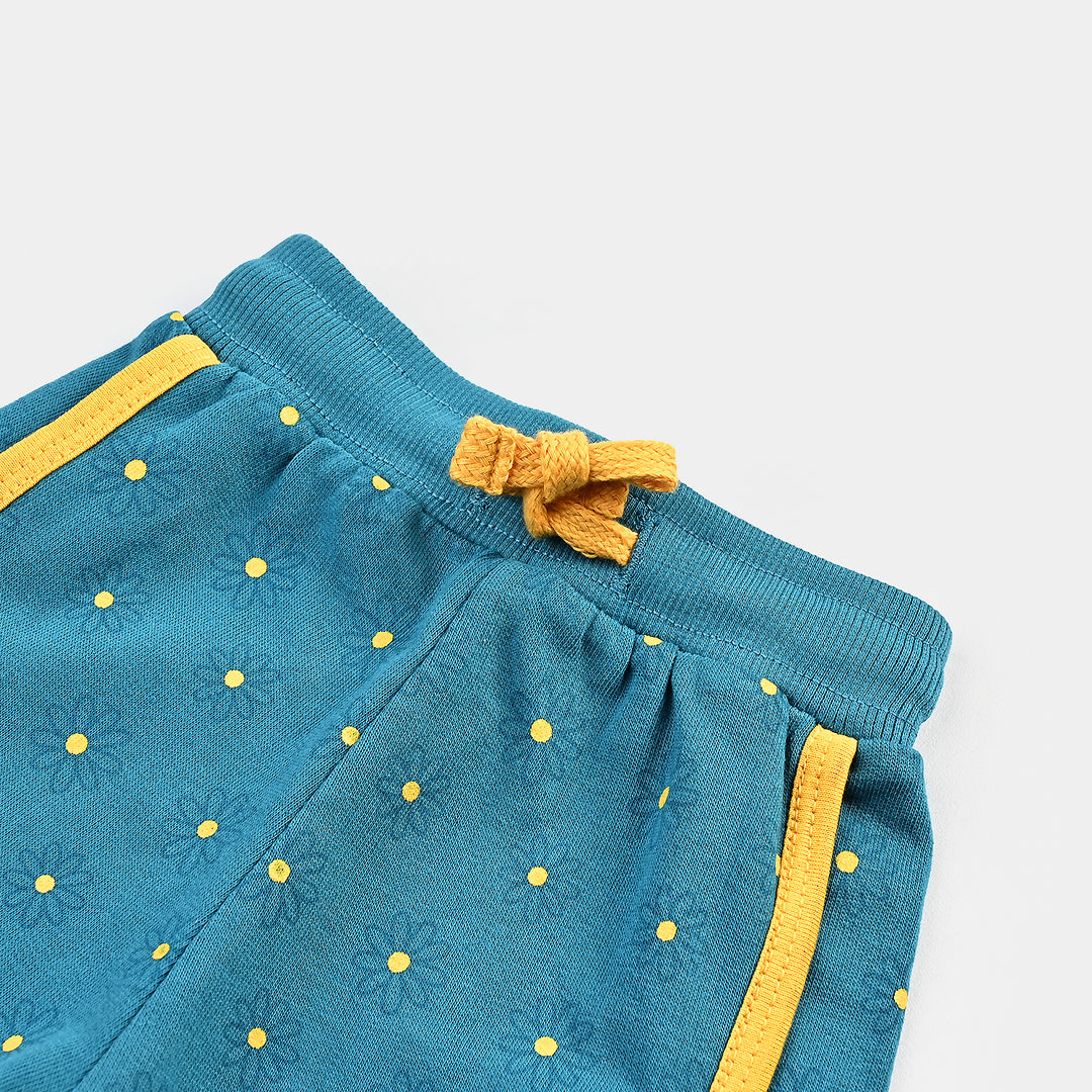 Infant Girls Cotton Terry Shorts - Blue/Yellow