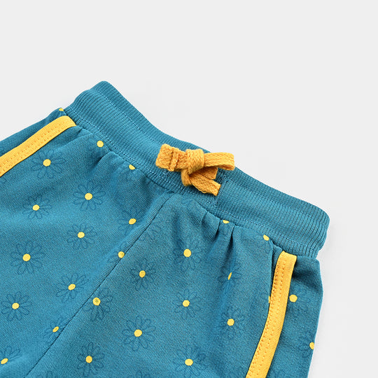 Infant Girls Cotton Terry Shorts - Blue/Yellow