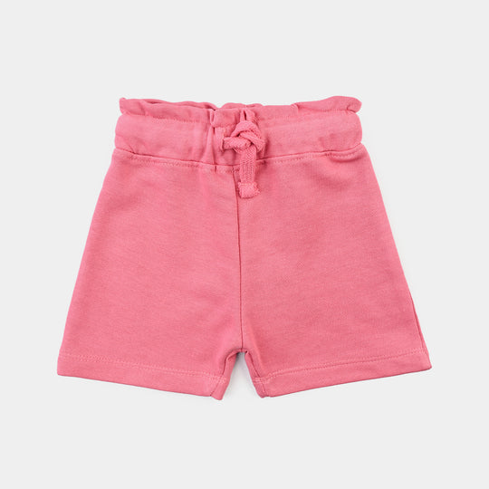 Infant Girls Cotton Terry Short Shorts - Hot Pink