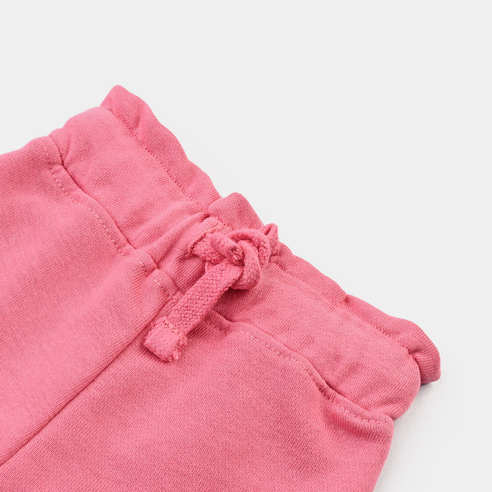 Infant Girls Cotton Terry Short Shorts - Hot Pink