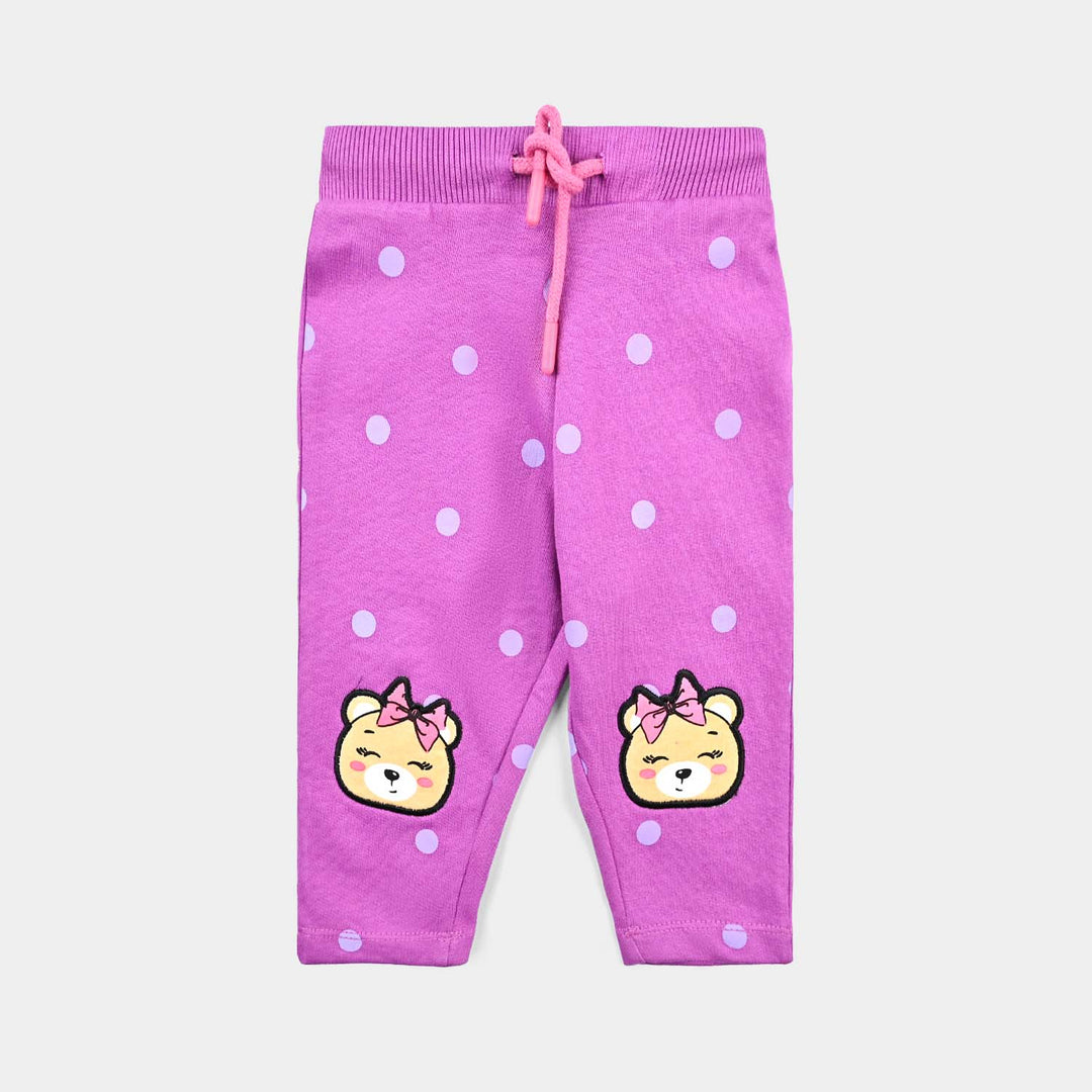Infant Girls Cotton Terry Sleeping Pajama (TEDDY BEAR) - Purple