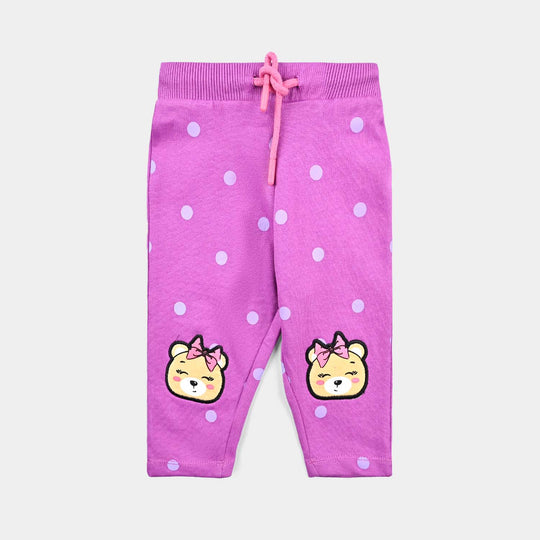 Infant Girls Cotton Terry Sleeping Pajama (TEDDY BEAR) - Purple