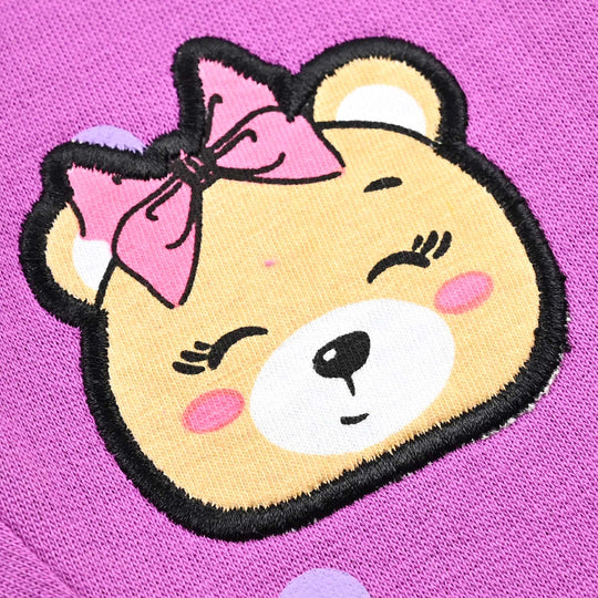Infant Girls Cotton Terry Sleeping Pajama (TEDDY BEAR) - Purple