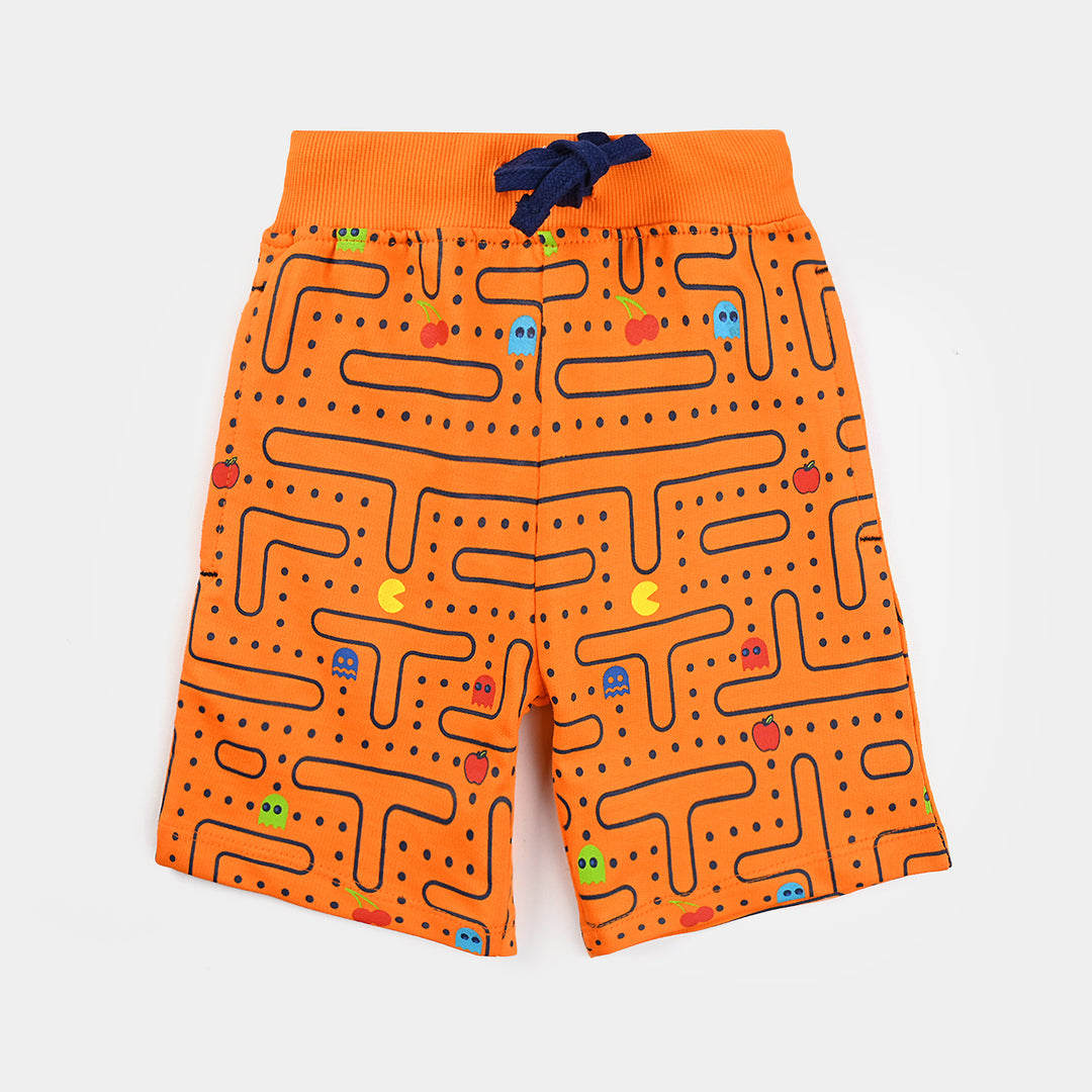 Boys Cotton Terry Basic Shorts - Orange