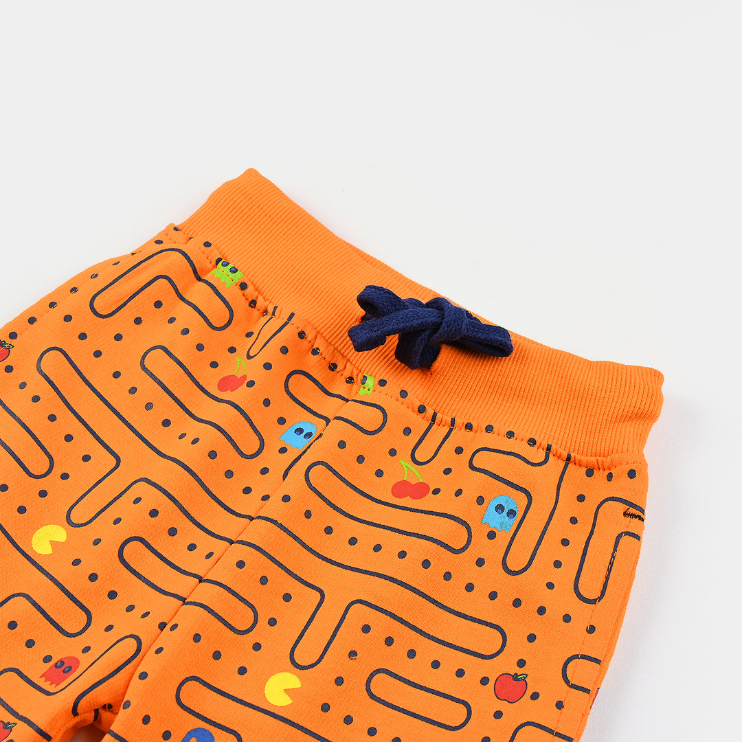 Boys Cotton Terry Basic Shorts - Orange
