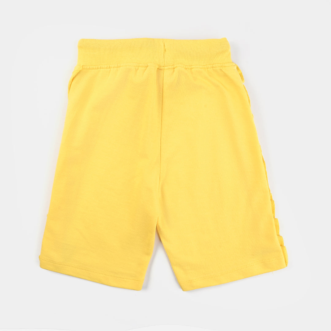 Girls Cotton Terry Shorts (Daisy Flower Pot) - Lemon