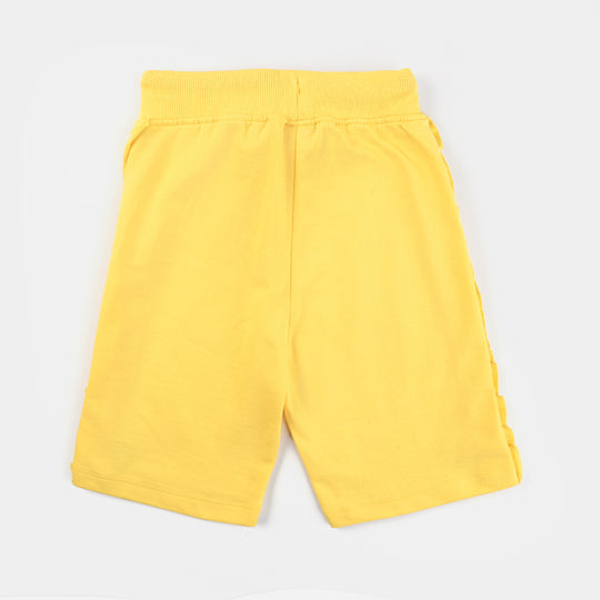 Girls Cotton Terry Shorts (Daisy Flower Pot) - Lemon