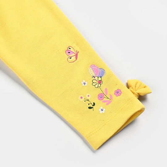 Infant Girls Cotton Terry Sleeping Pajama Flower - Lemon/Yellow