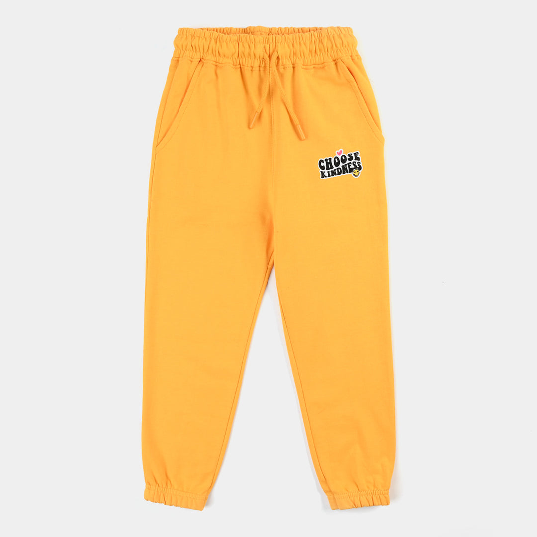 Girls Cotton Terry Jersey Pajama (CHOOSE KNIDNESS) - Citrus/Yellow