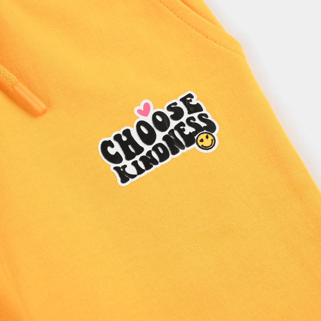 Girls Cotton Terry Jersey Pajama (CHOOSE KNIDNESS) - Citrus/Yellow