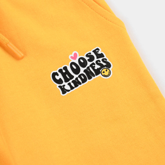 Girls Cotton Terry Jersey Pajama (CHOOSE KNIDNESS) - Citrus/Yellow