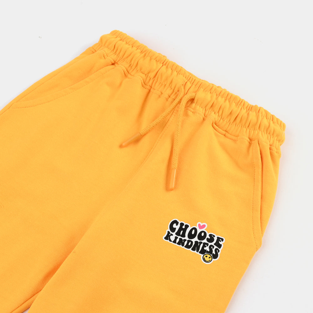 Girls Cotton Terry Jersey Pajama (CHOOSE KNIDNESS) - Citrus/Yellow