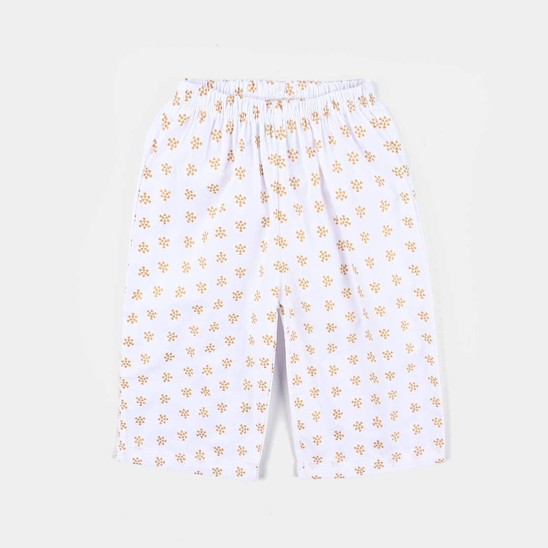 Infant Girls Cotton Printed Culotte-White