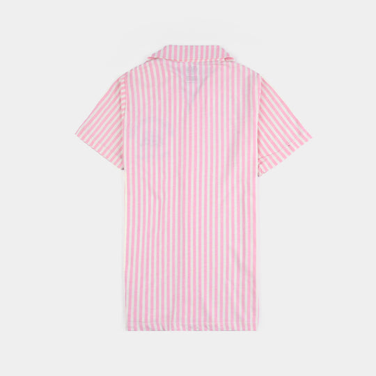 Girls Poly Cotton Jersey Night Suit Sleep Over Club-Vanilla Ice