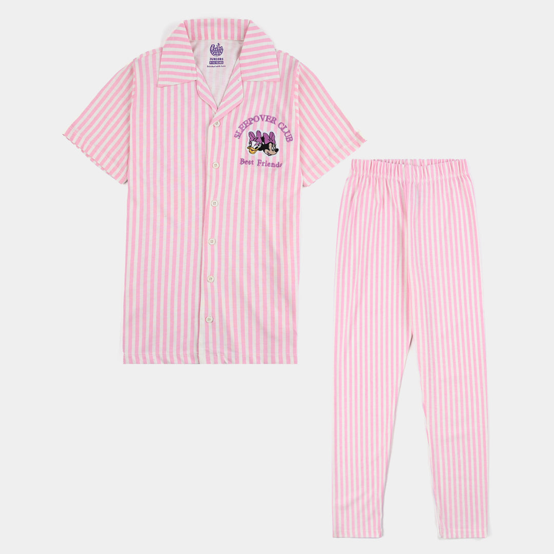 Girls Poly Cotton Jersey Night Suit Sleep Over Club-Vanilla Ice