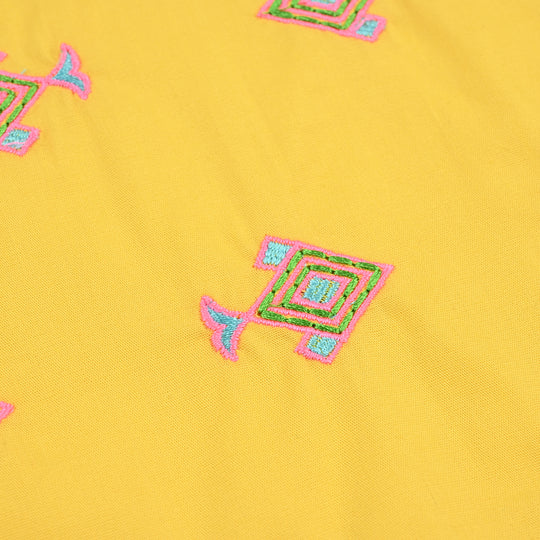 Infant Girls Cotton Poplin Embroidered Kurti - Yellow