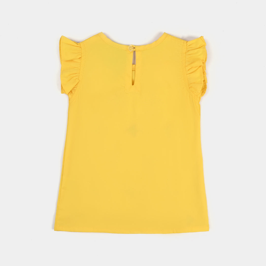 Infant Girls Cotton Poplin Embroidered Kurti - Yellow