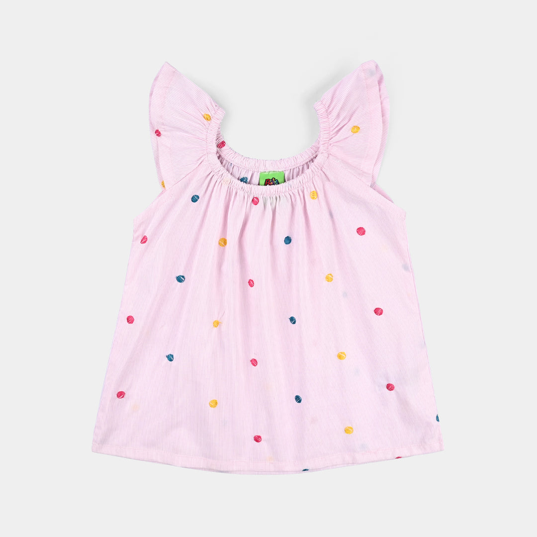 Infant Girls Shirting Emb Top Pink Stripes