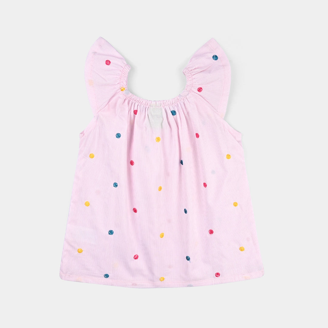 Infant Girls Shirting Emb Top Pink Stripes