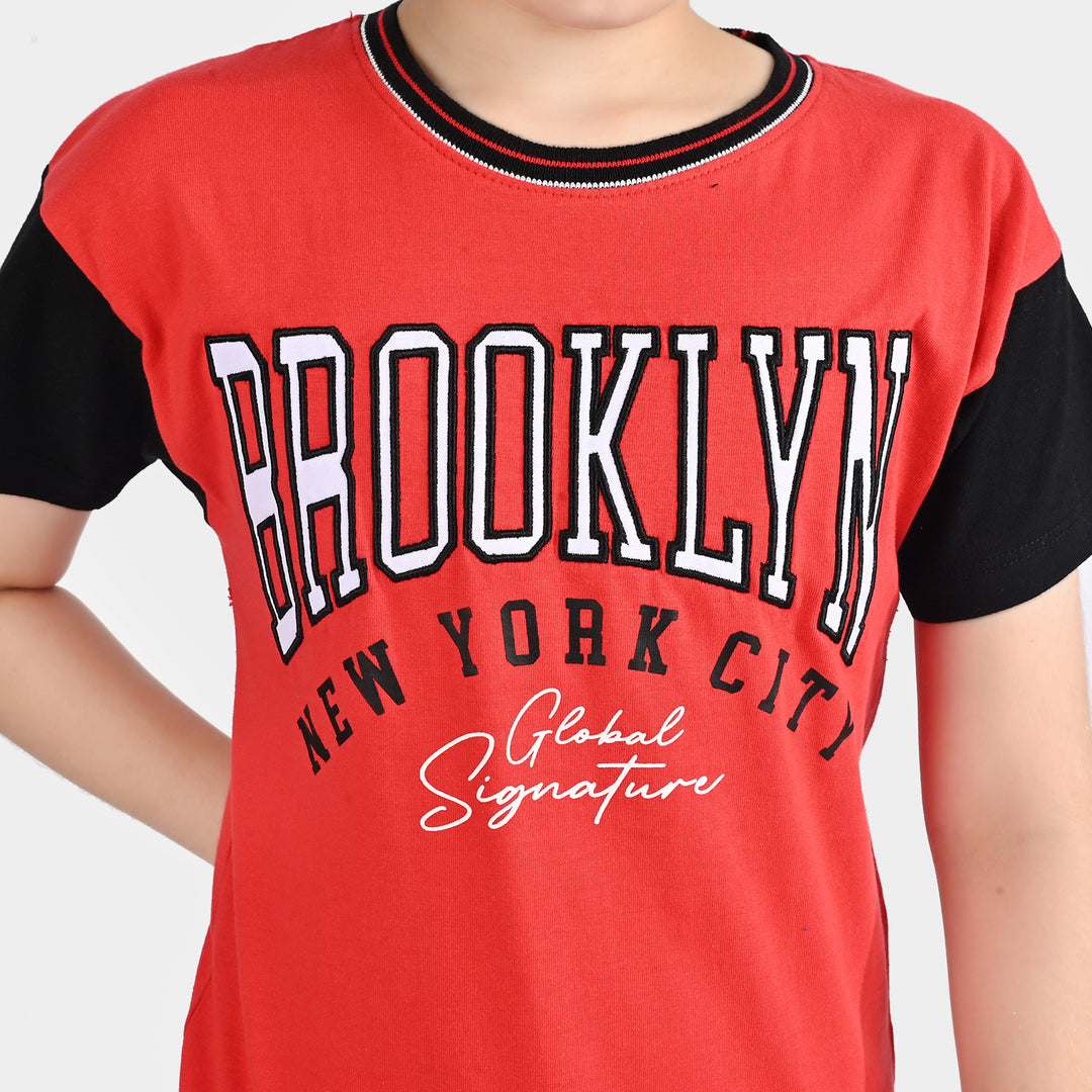 Boys Jersey/Terry 2 Piece Suit Brooklyn-Red/Black