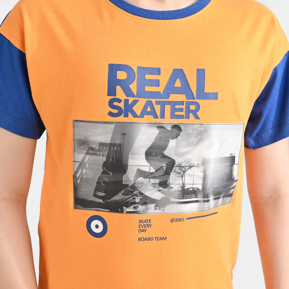 Boys Jersey/Terry 2-Piece Suit (Real Skater) - Orange/Blue