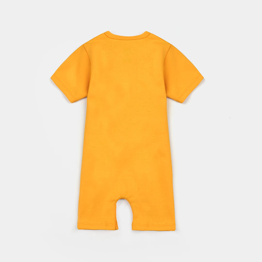 Infant Boys Cotton Interlock Romper Tiger - Yellow