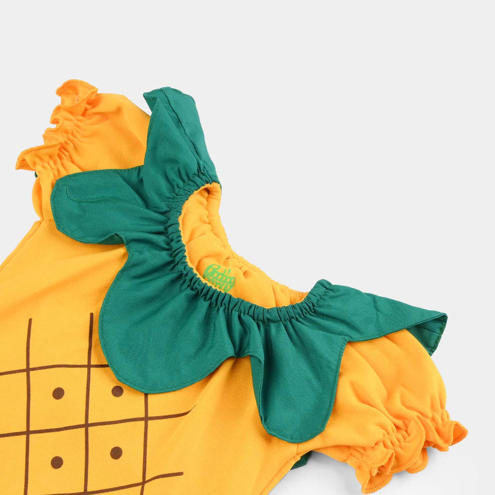 Infant Girls Cotton Interlock Romper Pineapple -Citrus