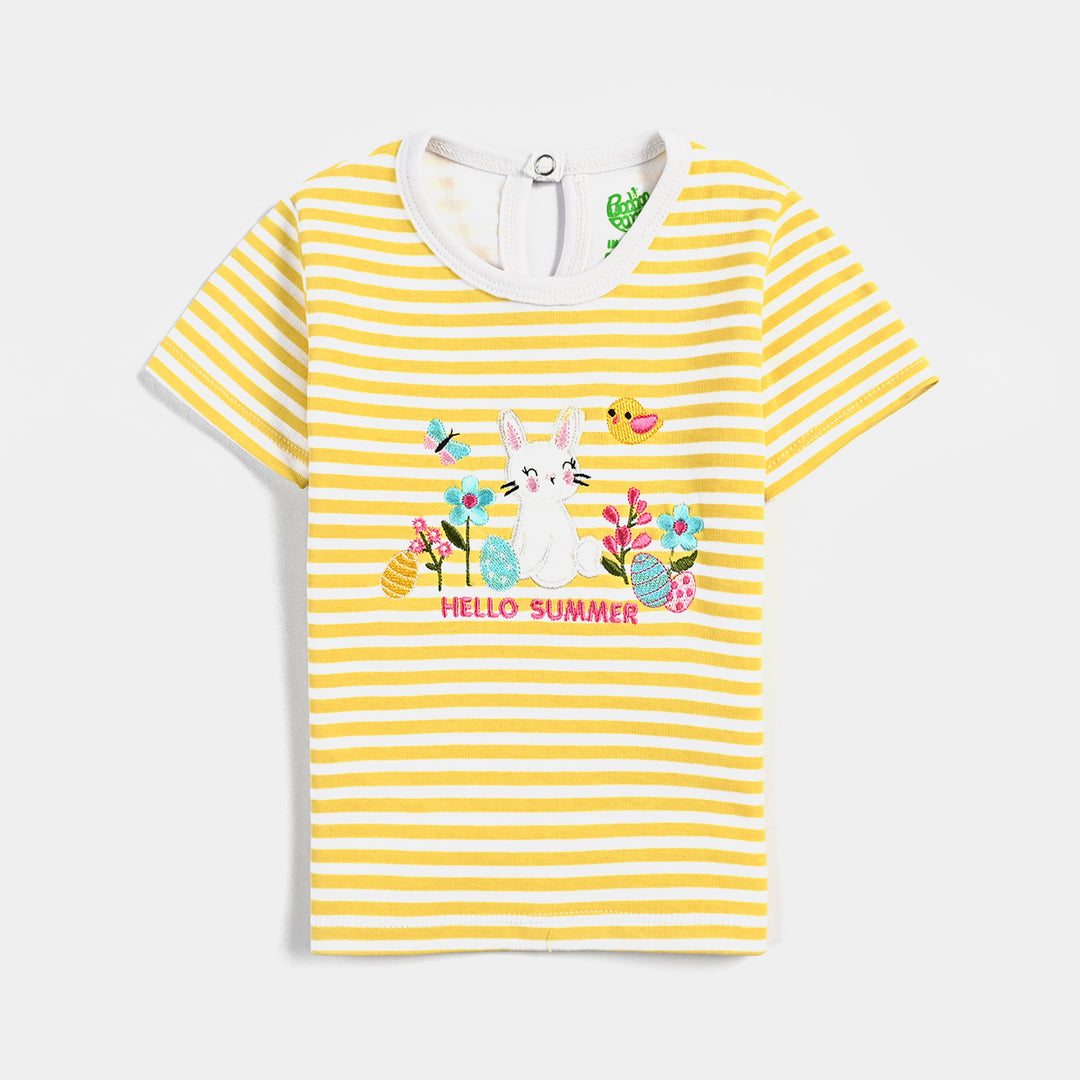 Infant Girls Cotton Interlock Suit (Hello Summer) - Yellow