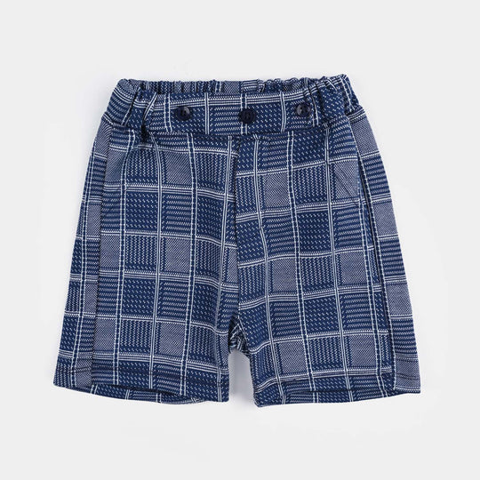 Infant Boys Cotton Interlock Suit (Suspender with Polo) - White/Blue