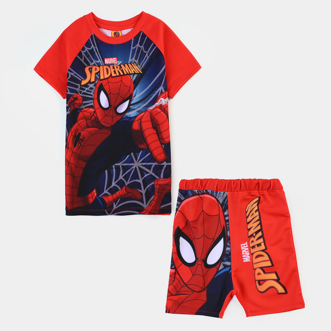 Boys Microfiber Jersey 2 Piece Suit-RED