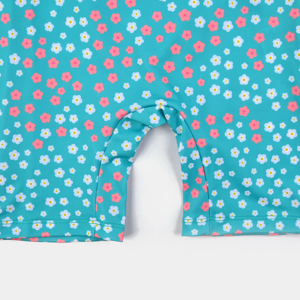 Girls Micro Fiber Jumper Suit Flower-Blue