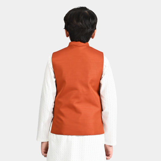 Boys Poly Viscose Waistcoat - Rust