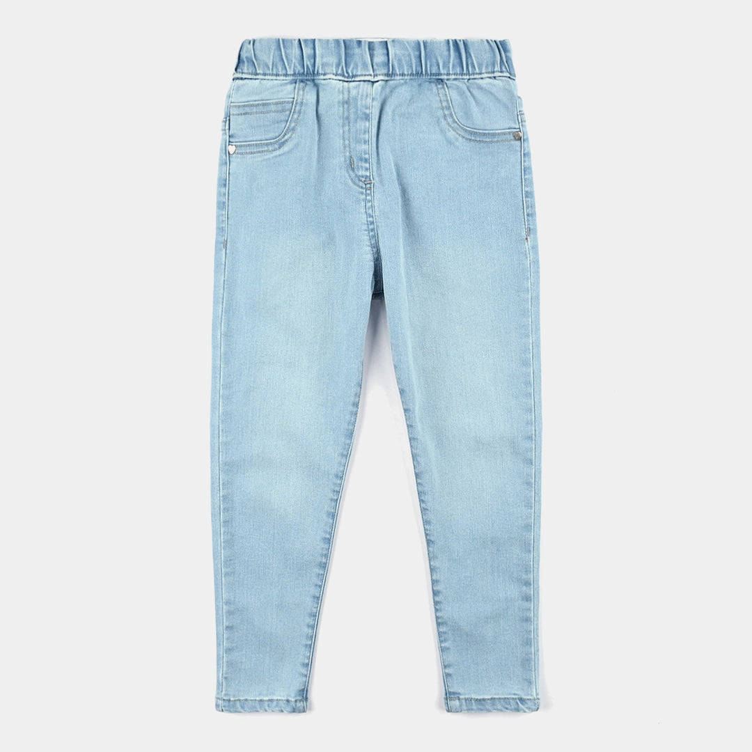 Girls Denim Stretch Jeggings - Ice Blue