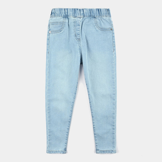 Girls Denim Stretch Jeggings - Ice Blue