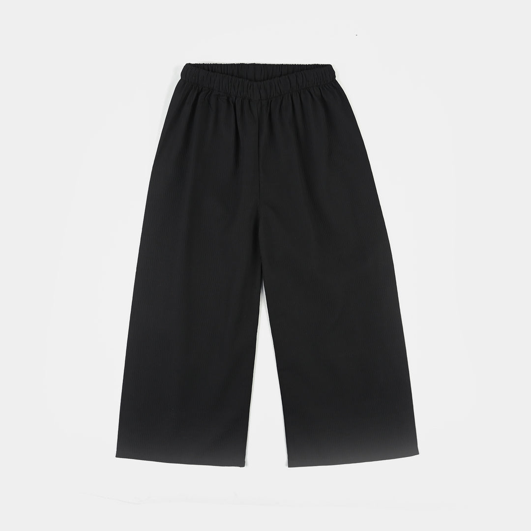 Girls Poly Cotton Culottes (Waves) - Black