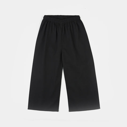 Girls Poly Cotton Culottes (Waves) - Black