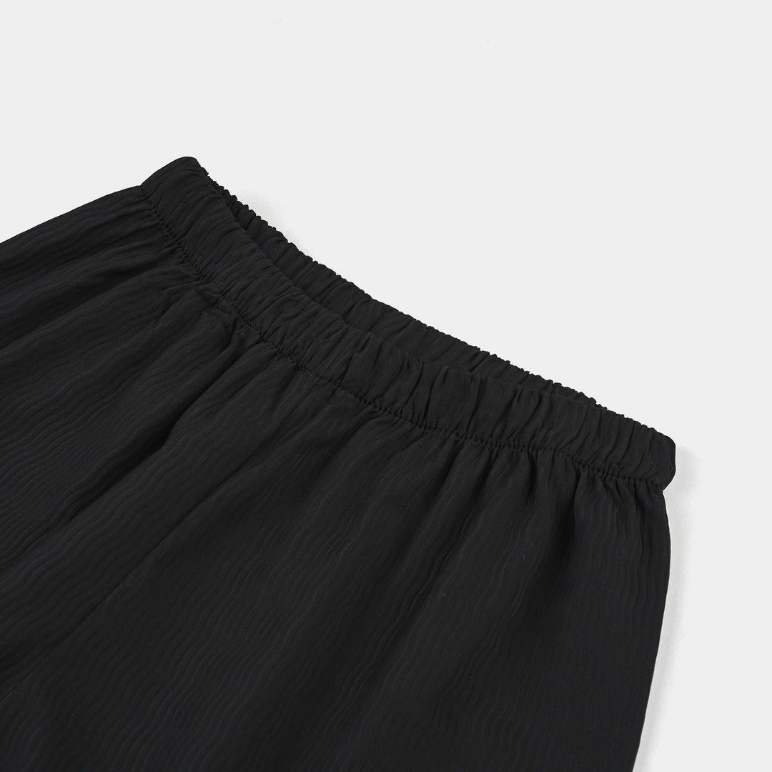 Girls Poly Cotton Culottes (Waves) - Black