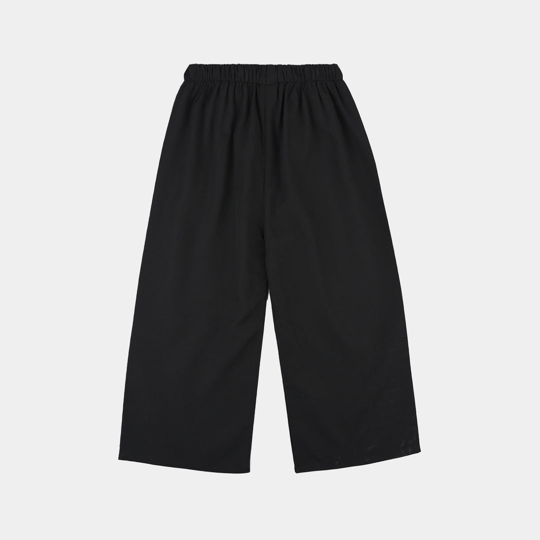 Girls Poly Cotton Culottes (Waves) - Black