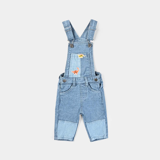 Infant Boys Denim Rigid Dangri (Dinosaur) - Mid Blue