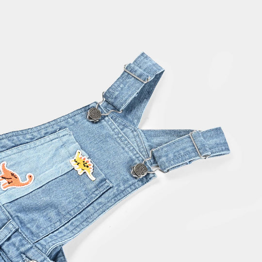 Infant Boys Denim Rigid Dangri (Dinosaur) - Mid Blue