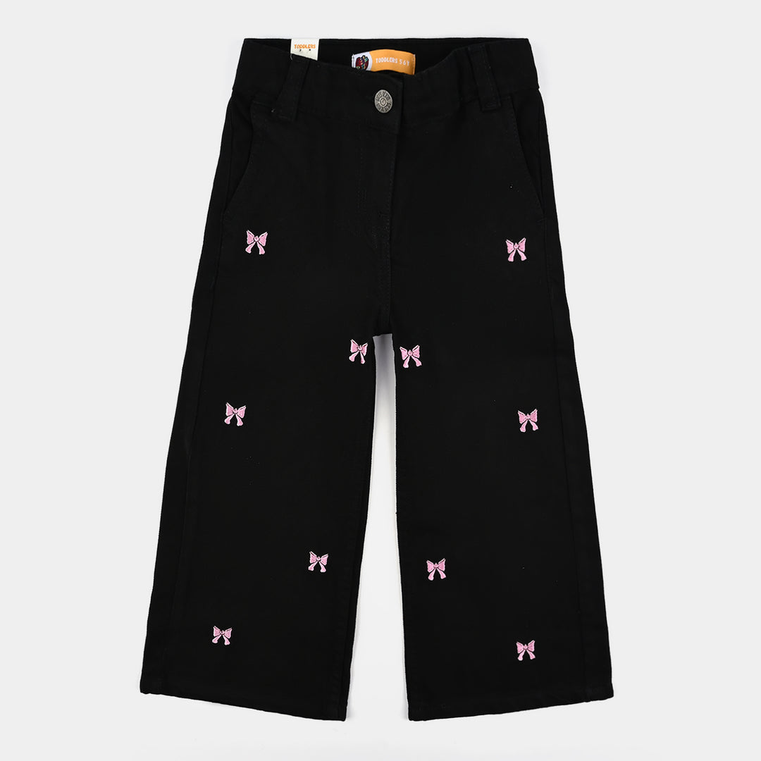 Girls Denim Stretch Pant Bow-BLACK