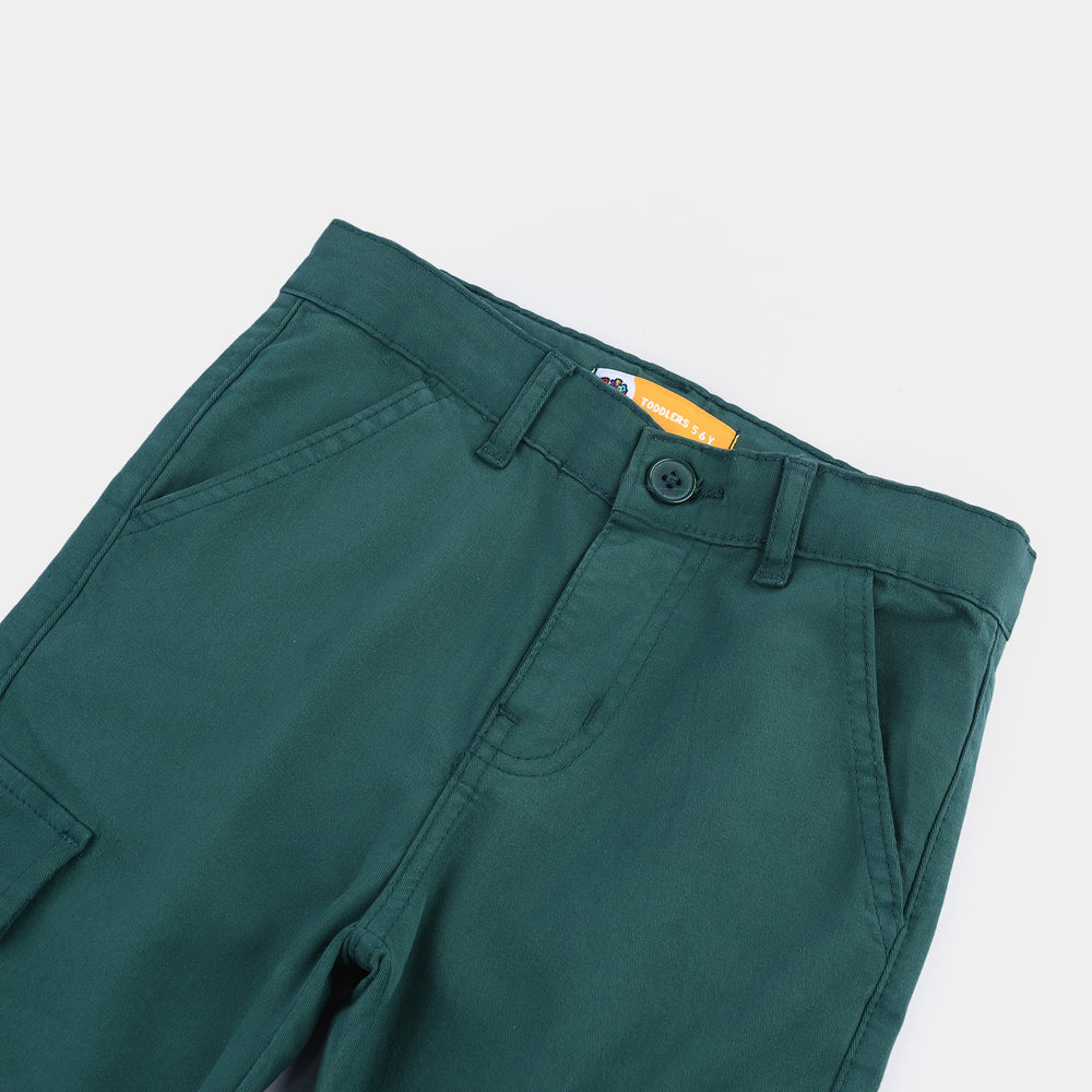 Girls Cotton Twill Pant Star Studs-Teal Green